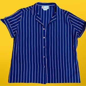 Vintage Striped Short Sleeve Blouse